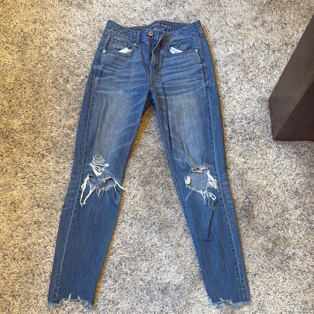 Distressed Blue Jeans